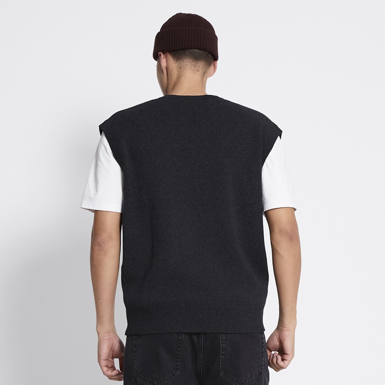 Fine-knit vest "Victor" Dk Grey melange